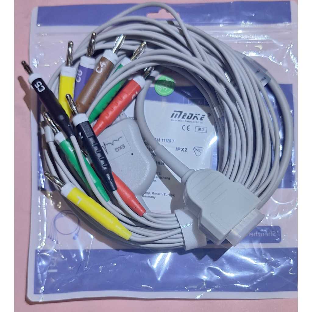 GE-Marquette one-piece EKG cable,10 leads,15 pin, banana,IEC,1pcs/bag ( K1206B )