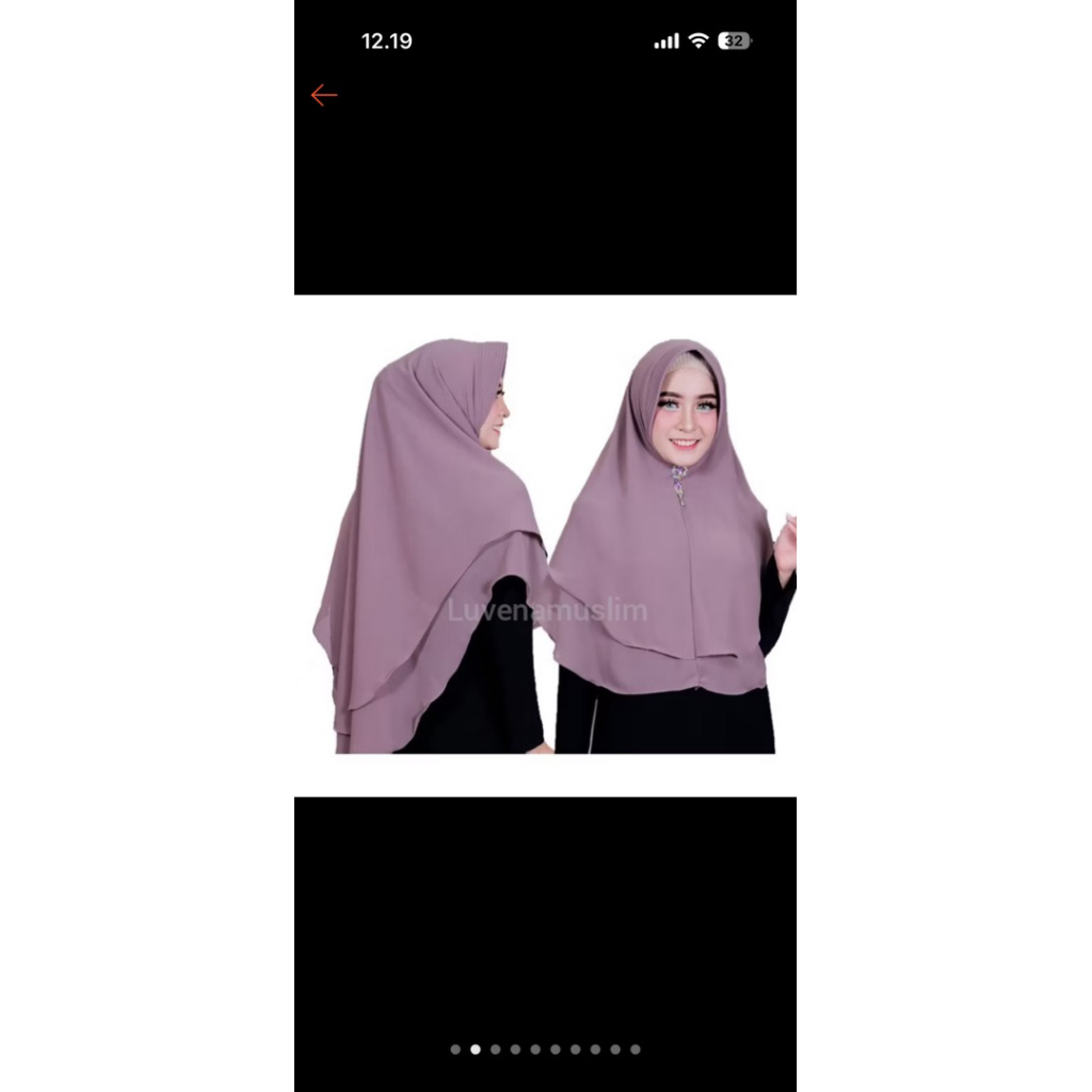 3pcs 50k khimar pinguin warna putih