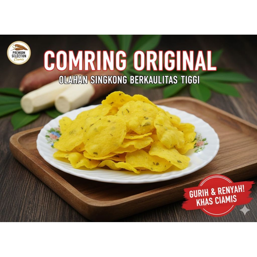 Combring/Gemblong, Snack Kripik Singkong Kahas Jawa Barat, Rasa Original - Cemilan Renyah, Gurih, Ni