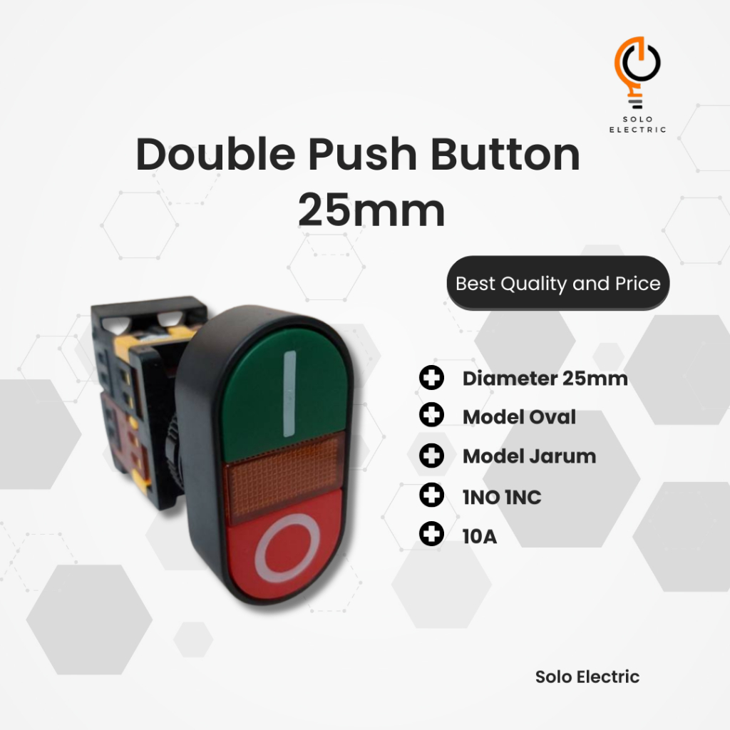 Double Push Button 25mm / tombol panel / tombol on off