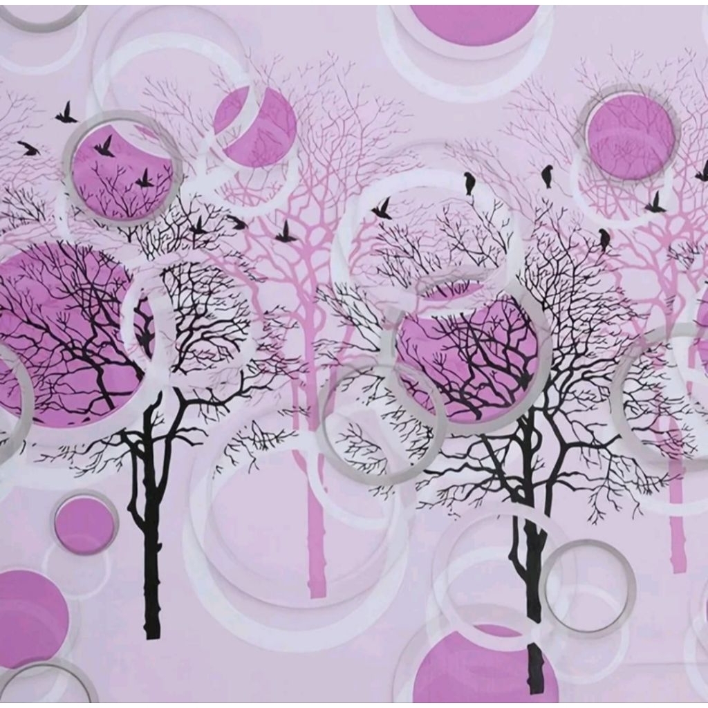 wallpaper dinding motif polkadot ungu