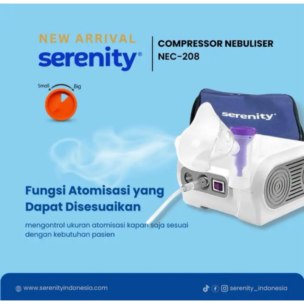 Serenity NEC-208 Nebulizer Alat untuk Mengobati Sesak Nafas dan Asma