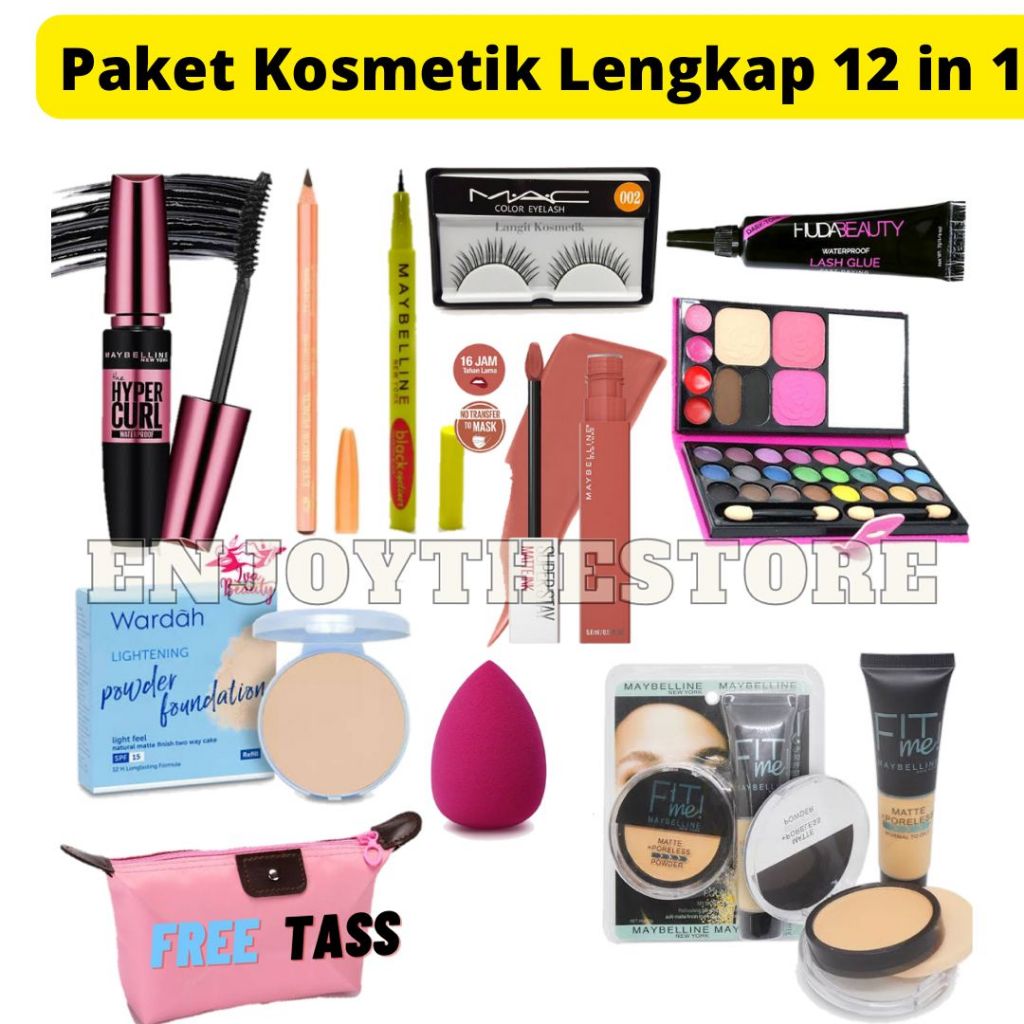 Paket Kosmetik Wardah Super Lengkap 12 in 1 / Paket Make Up Set Komplit Bedak Wardah 12 in 1