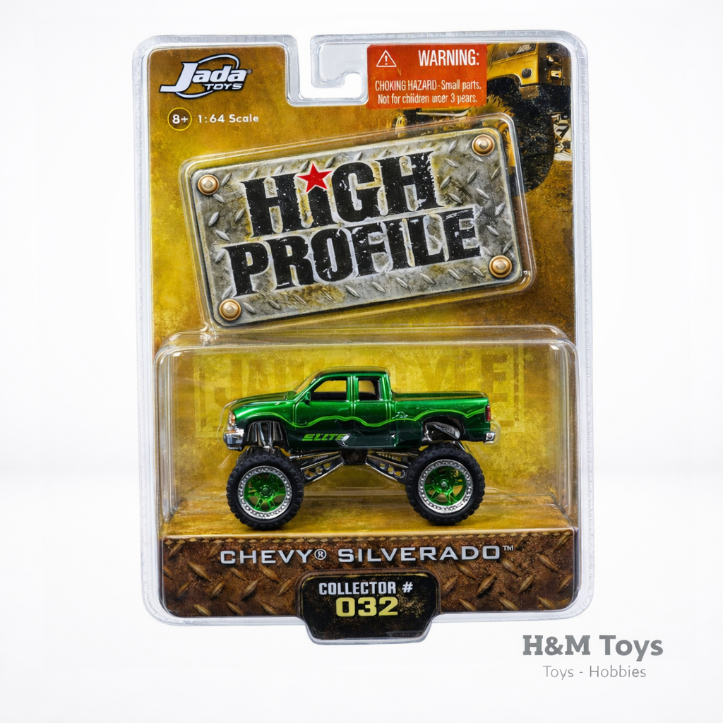 Jada High Profile Chevy Silverado Green - 1/64 Scale Diecast Metal Monster Truck Original Collector 