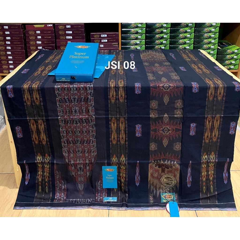 SARUNG KETJUBUNG SUPER PLATINUM MOTIF JSI & JGS KHUSUS HITAM TERBARU LIMITED EDITION KUALITAS GOLD &