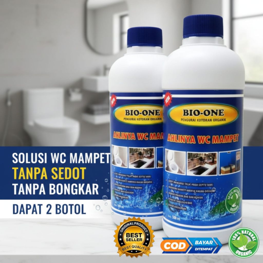 (2 Botol BIO ONE) SOLUSI WC MAMPET TANPA SEDOT WC TANPA BONGKAR WC