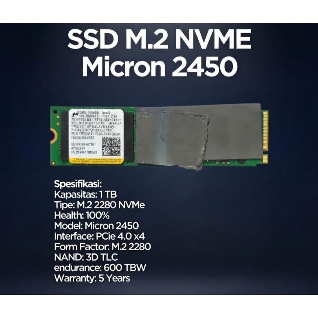 SSD M.2 Micron 1 TB 2450 NVME - Health 100%