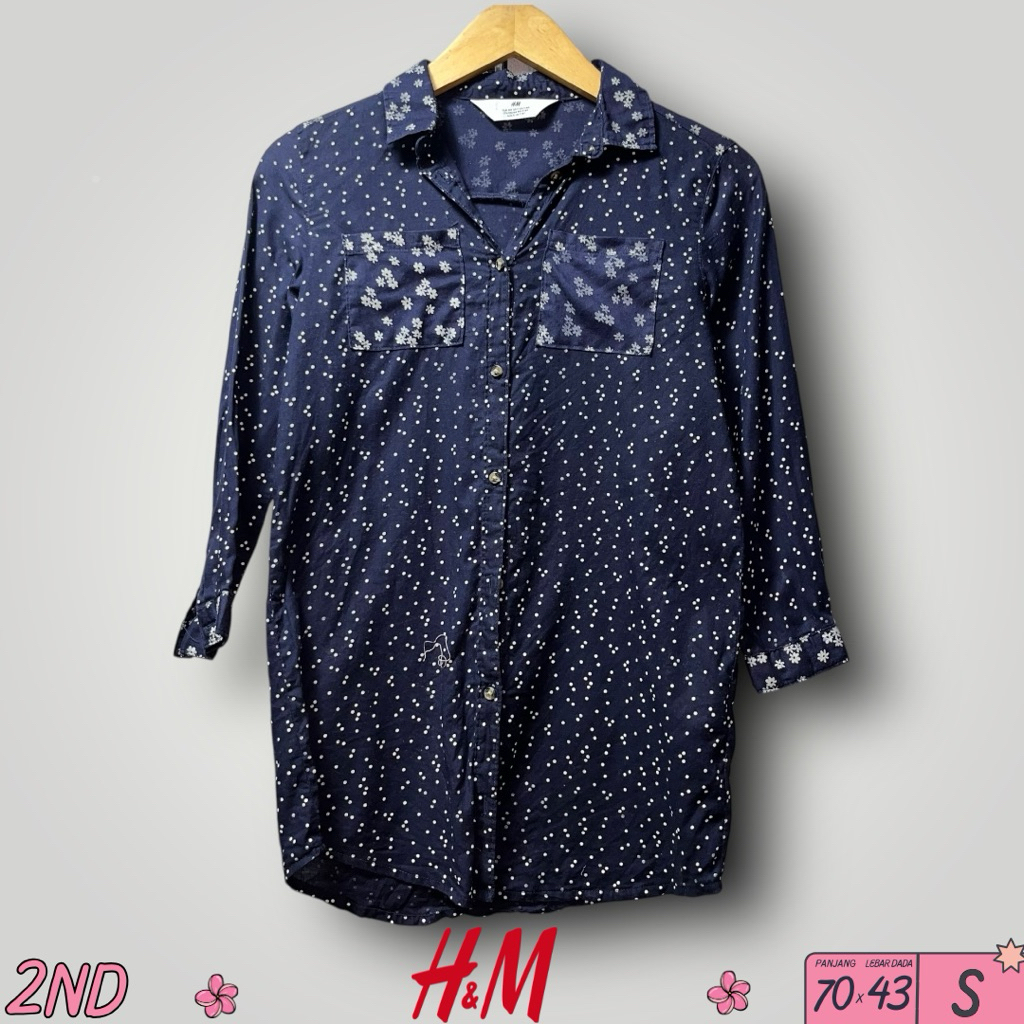Kemeja Wanita HM Biru Motif Size S (70x43)cm
