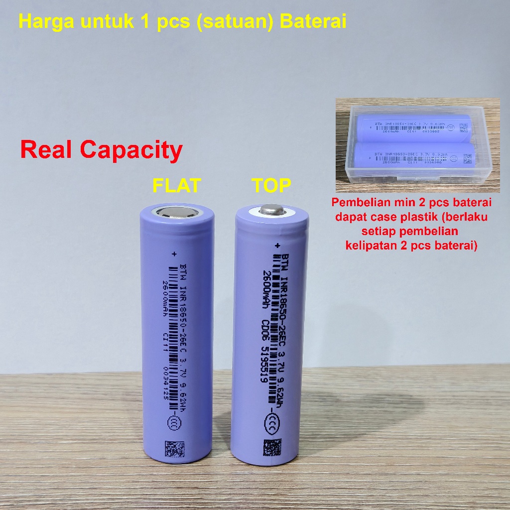 Baterai 18650 Authentic Original kapasitas