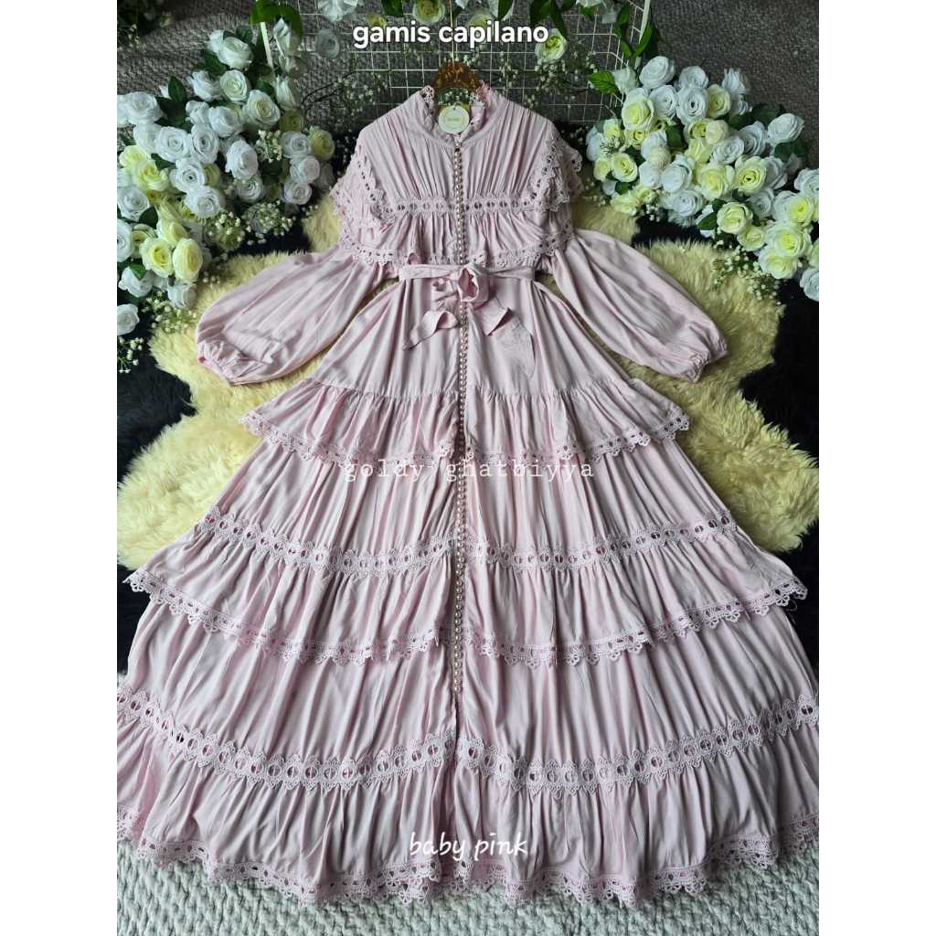 Capilano NEW gamis Goldy Ghatbiyya Kancing 1000 Umpak susun Katun Import Premium