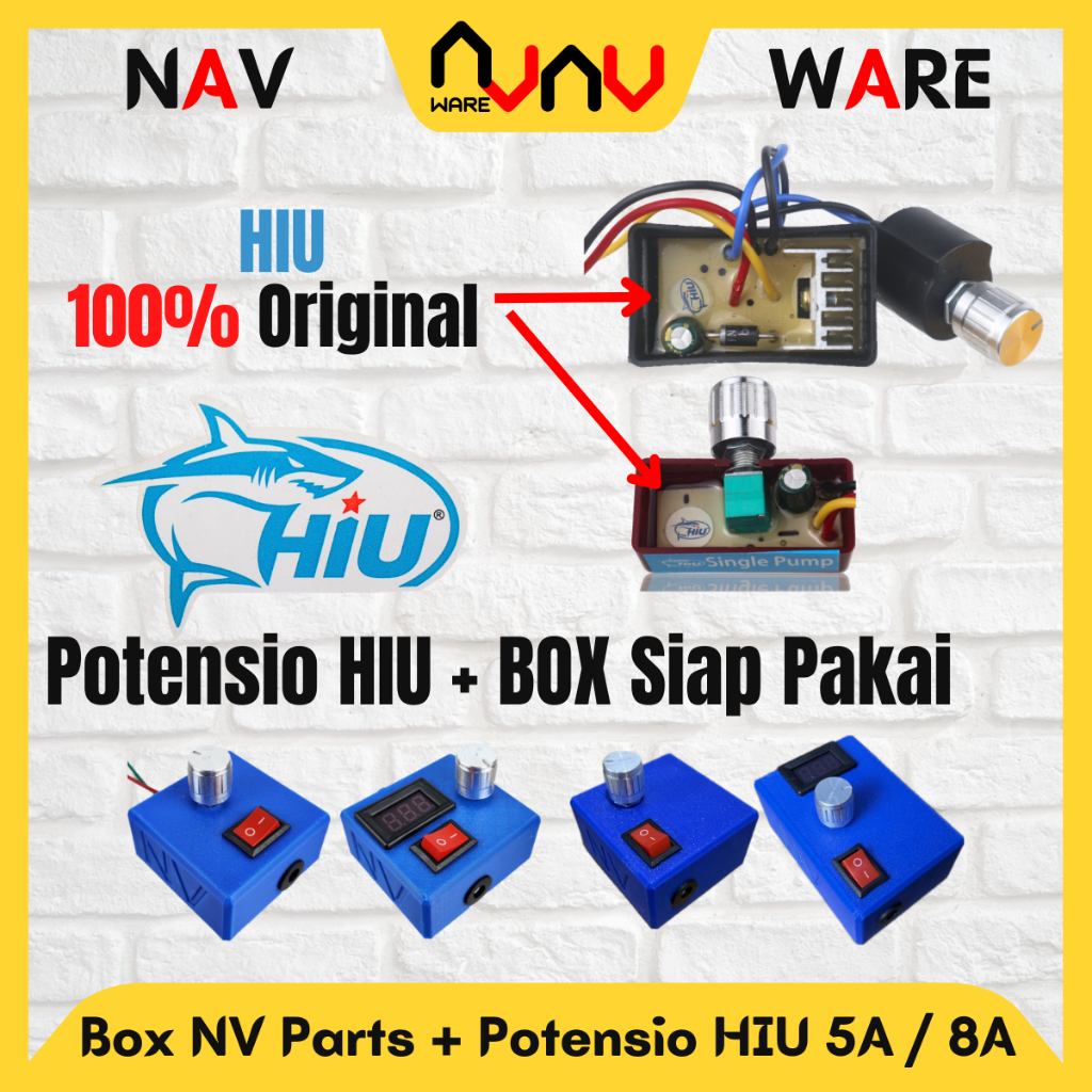 Box NV Parts + Voltmeter + Potensio HIU Single 5A / Dual 8A Original Pengatur Kecepatan Pompa DC 12V