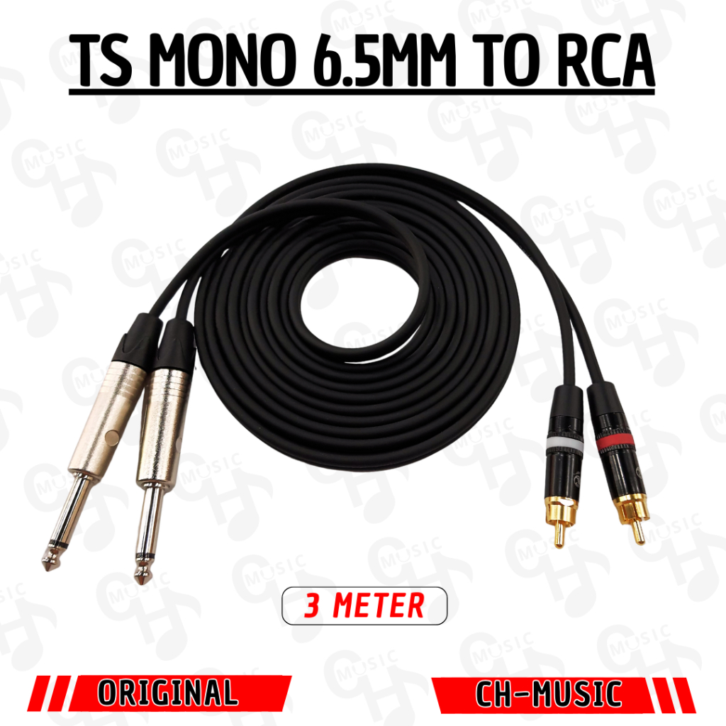 Kabel Costum Kabel Audio Costum Jack Dual TS MONO 6.5MM to Dual RCA