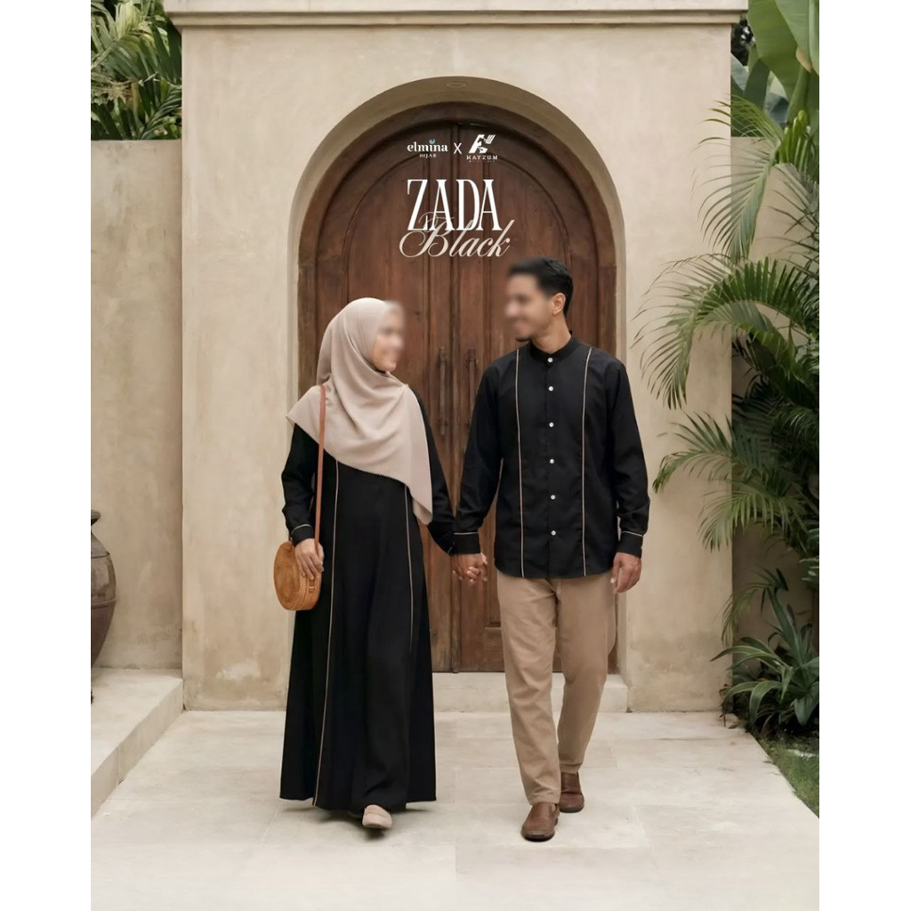 Elmina Zada Series Terbaru 2026 Sarimbit Couple Family Set Dress Koko Gamis Polos Raya Collection Si