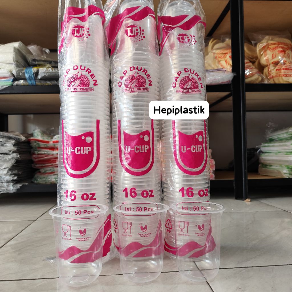 [50pcs] Gelas Plastik 16oz | Gelas Bening 16oz | Gelas Oval16oz | Gelas minuman kekinian