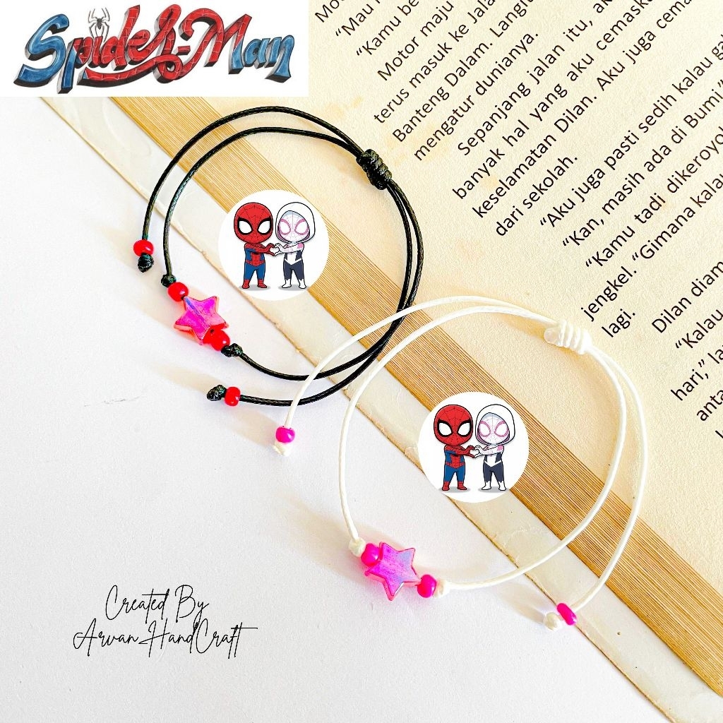 { BISA COD } Gelang Couple Spiderman Bintang Model Serut // Gelang Tali Couple Bintang  Spiderman Se