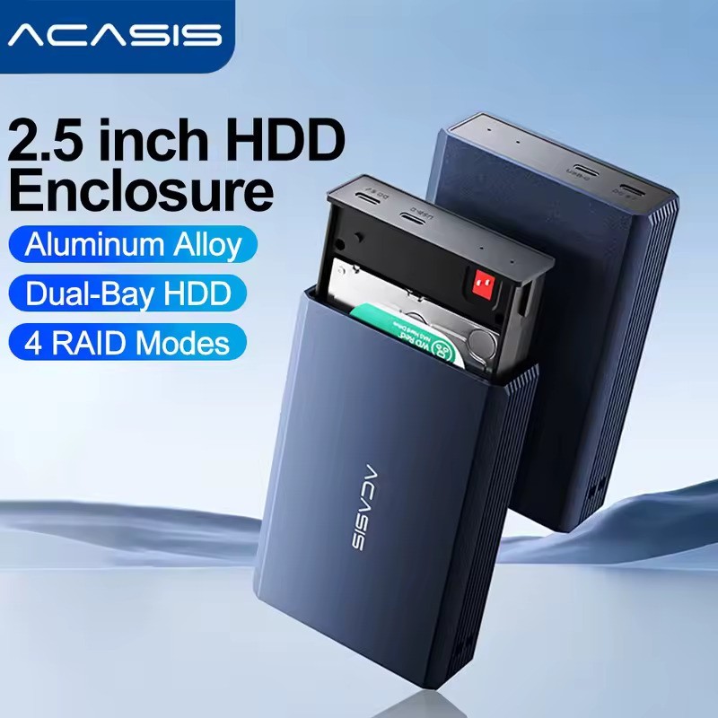 Acasis Dual Bay 2.5 Inch USB-C to SATA HDD SSD RAID 4 modes Enclosure