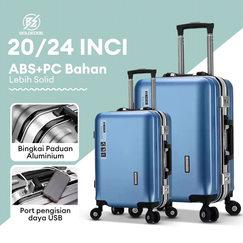 BoldEdge Koper 20/24 Inch Koper Aluminium Hardcase Kabin Bagasi  Charging PC+ABS Kunci TSA