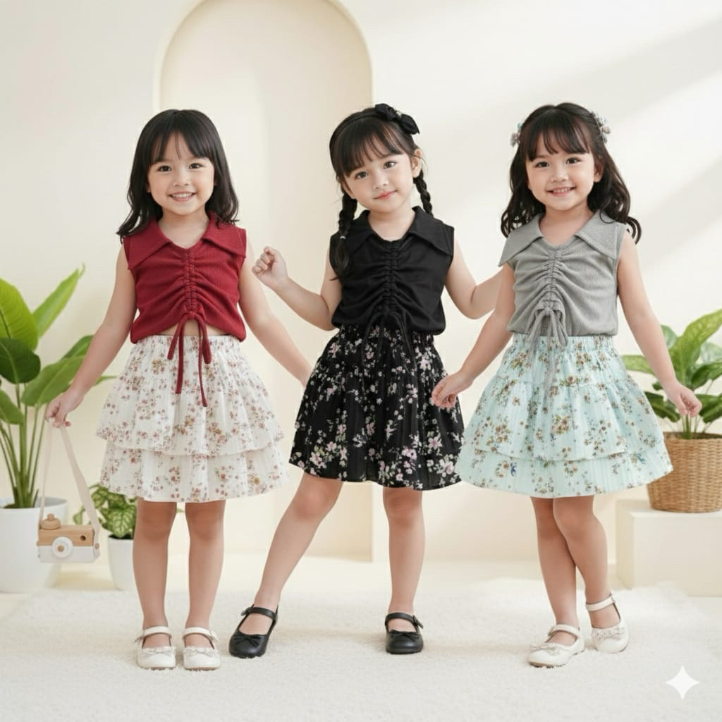 oneset alika 1-5thn/setelan rok anak/set baju/ Fashion Anak