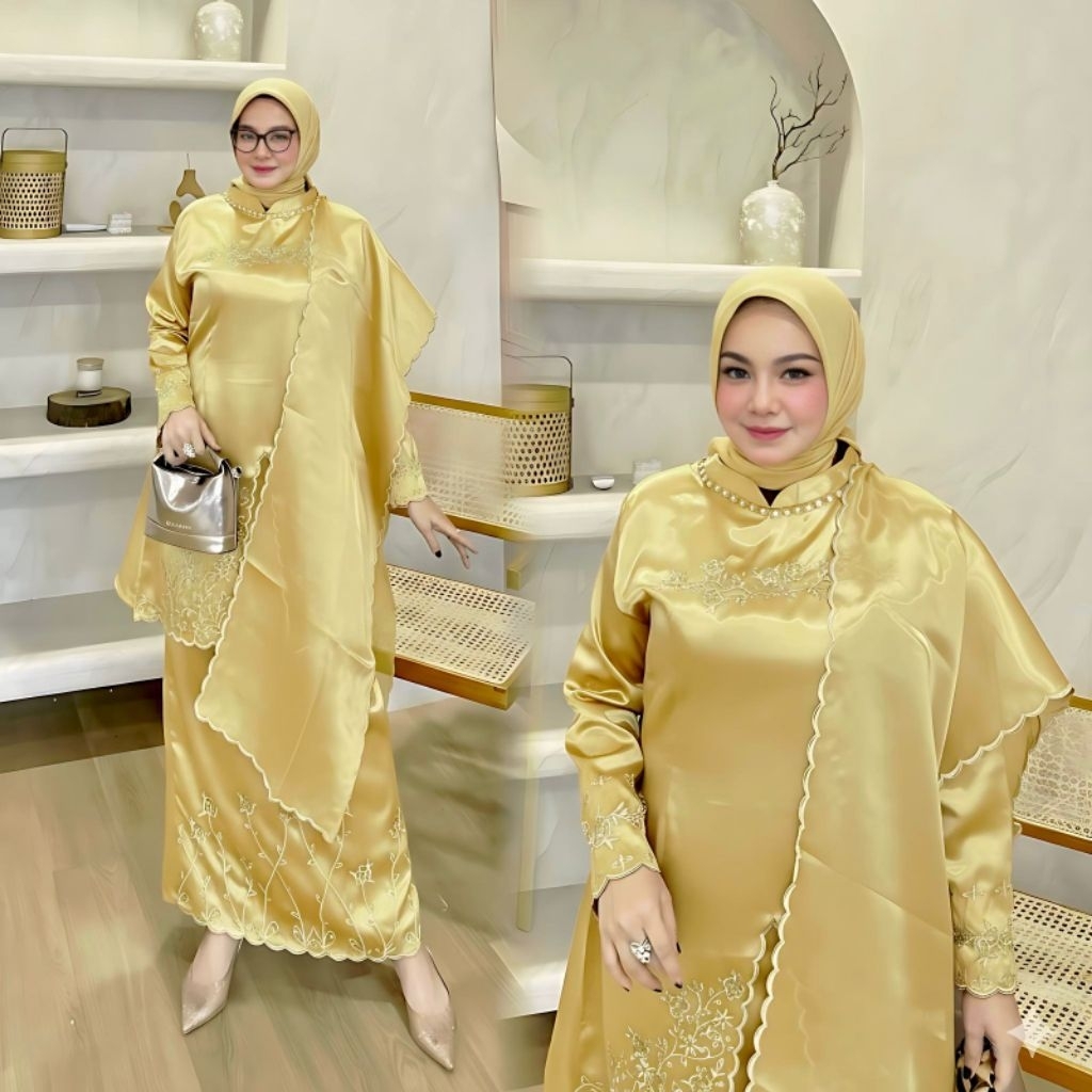Set Kebaya Selendang Nikita / Selendang Payet Organza / Kebaya Kurung Malaysia Kombinasi / Payet Mut