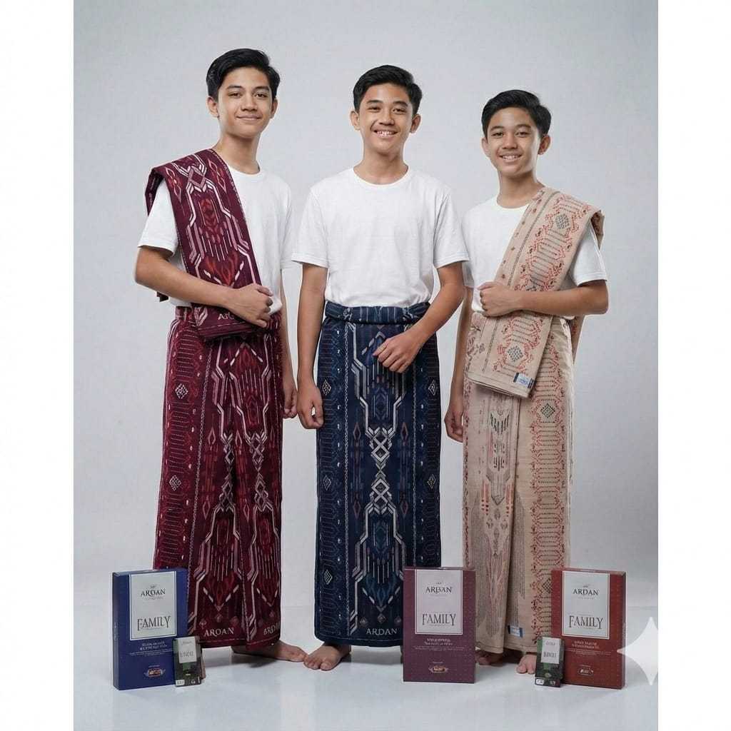 Sarung Pria Ardan Family Gold Bahan Rayon Printing Kemasan Box