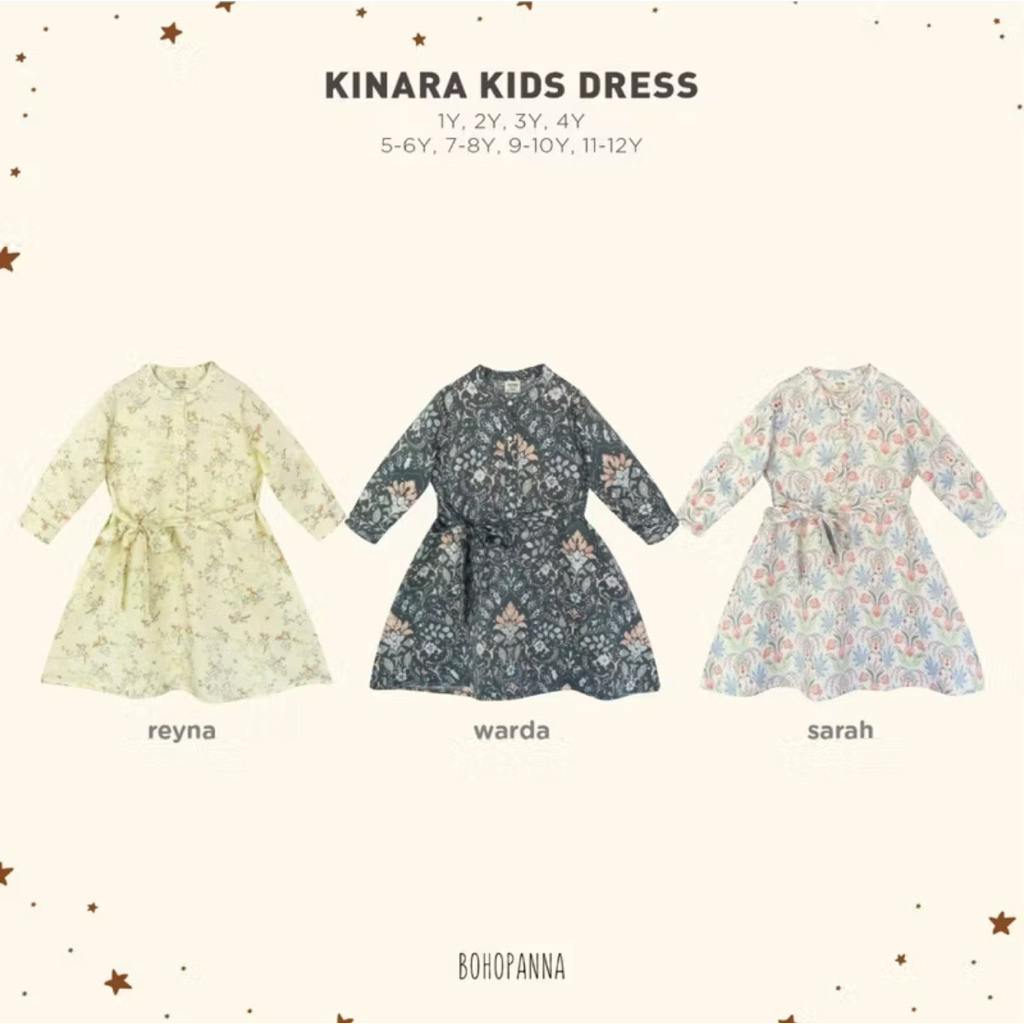 BOHOPANNA - RAYA COLLECTION - KINARA KIDS DRESS - Gamis Muslim Anak - Baju Muslim Anak Perempuan -ga