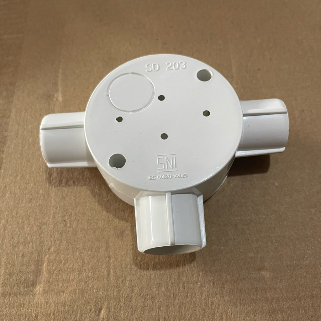 T Dus Cabang 3 Lubang 20mm SNI Tedus High Quality PVC Tdos Warna Putih Terminal Tedus Sambungan Pipa