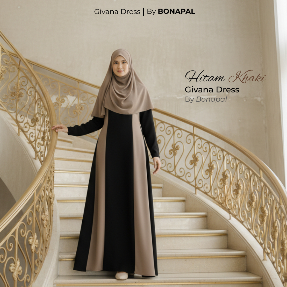Gamis Abaya Givana Polos Wanita Kekinian / Dress gamis muslim santri syar i syari