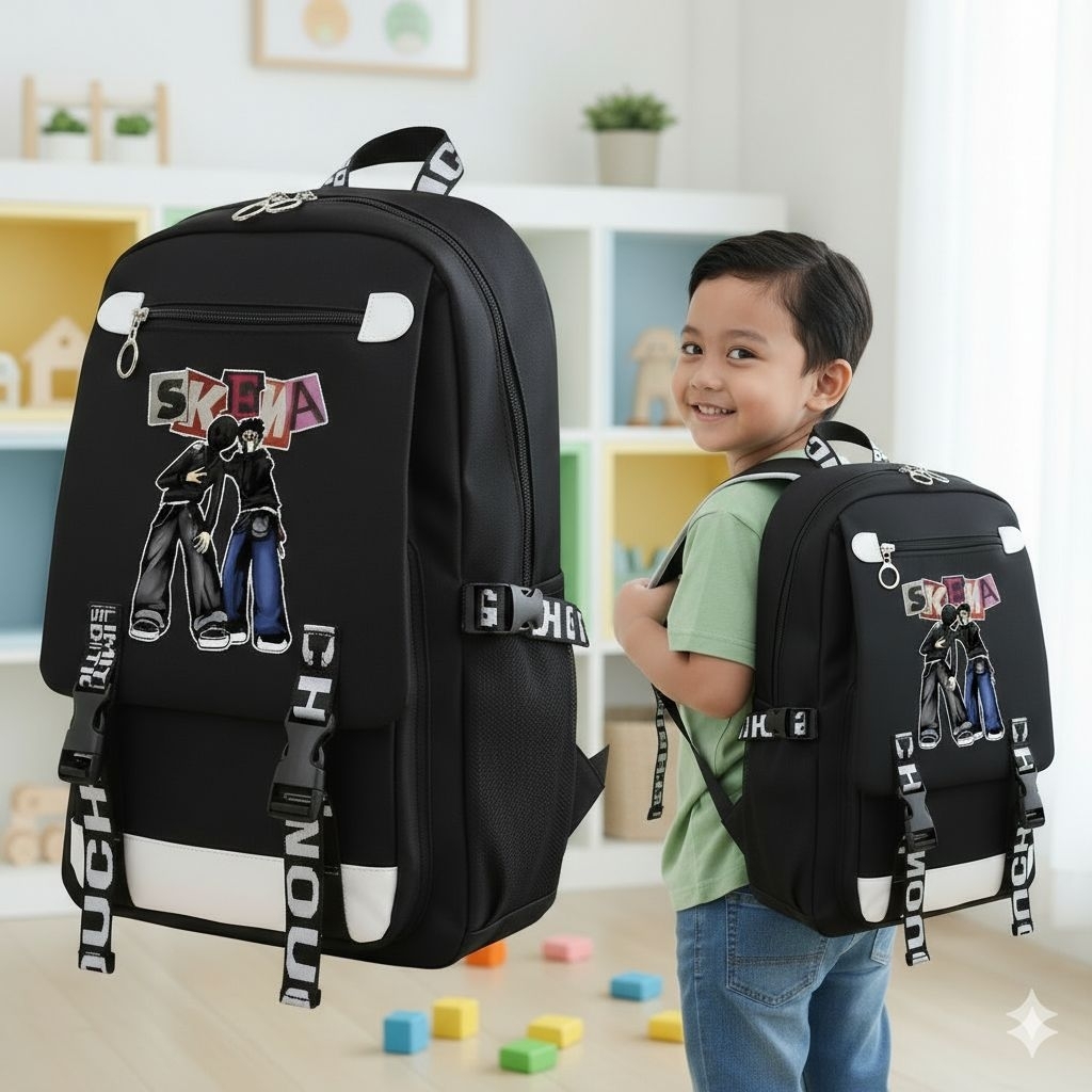 Safiyya Tas Anak Tas Sekolah laki-laki - tas kalcer skena -backpack skena - Tas Ransel Anak SD 1-4