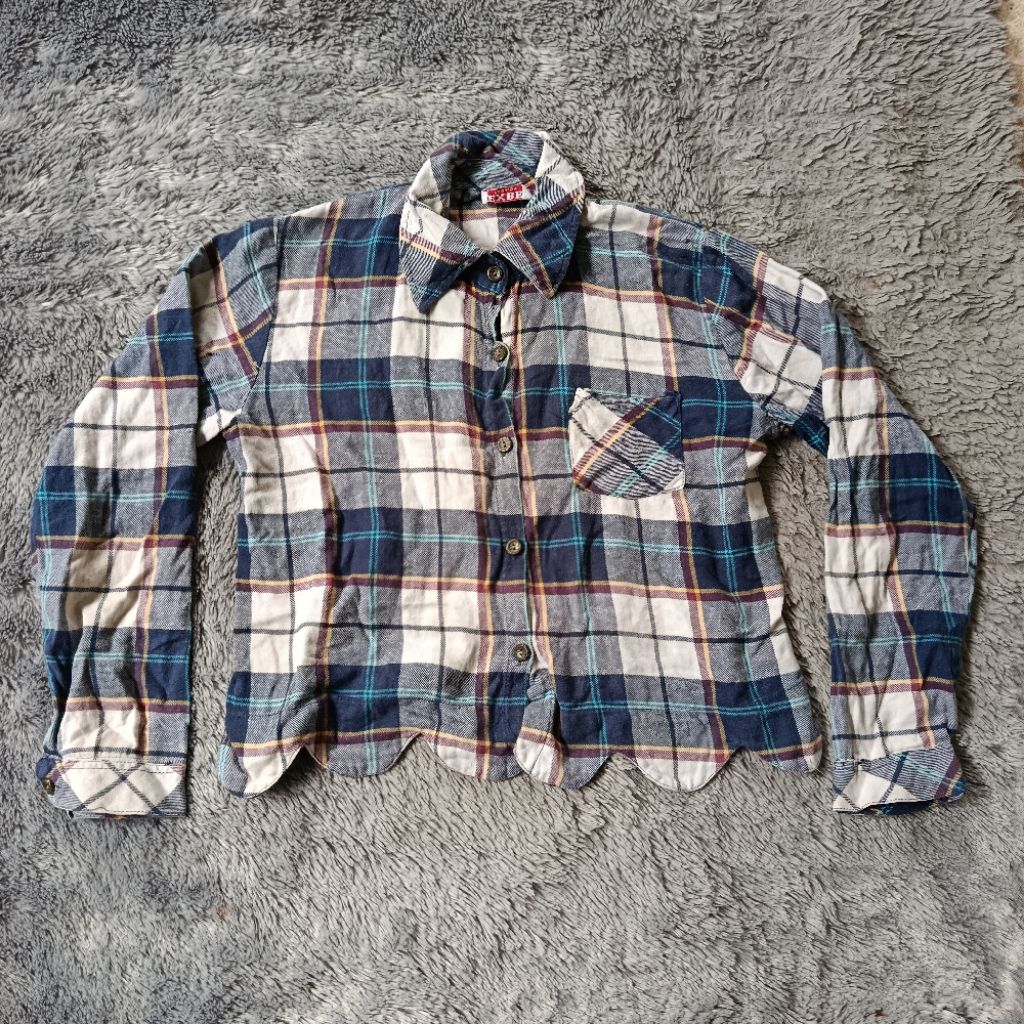 PL baju kemeja crop anak perempuan merk exbe / plus 16