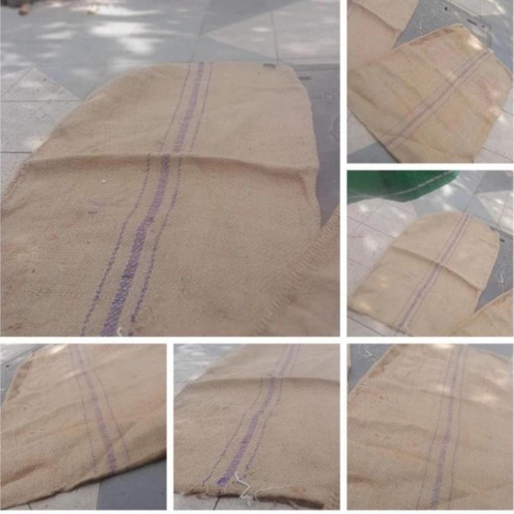 KARUNG GONI BEKAS 100 KG LIST HIJAU UKURAN 70X120 Cm ( ISI 3 LEMBAR )