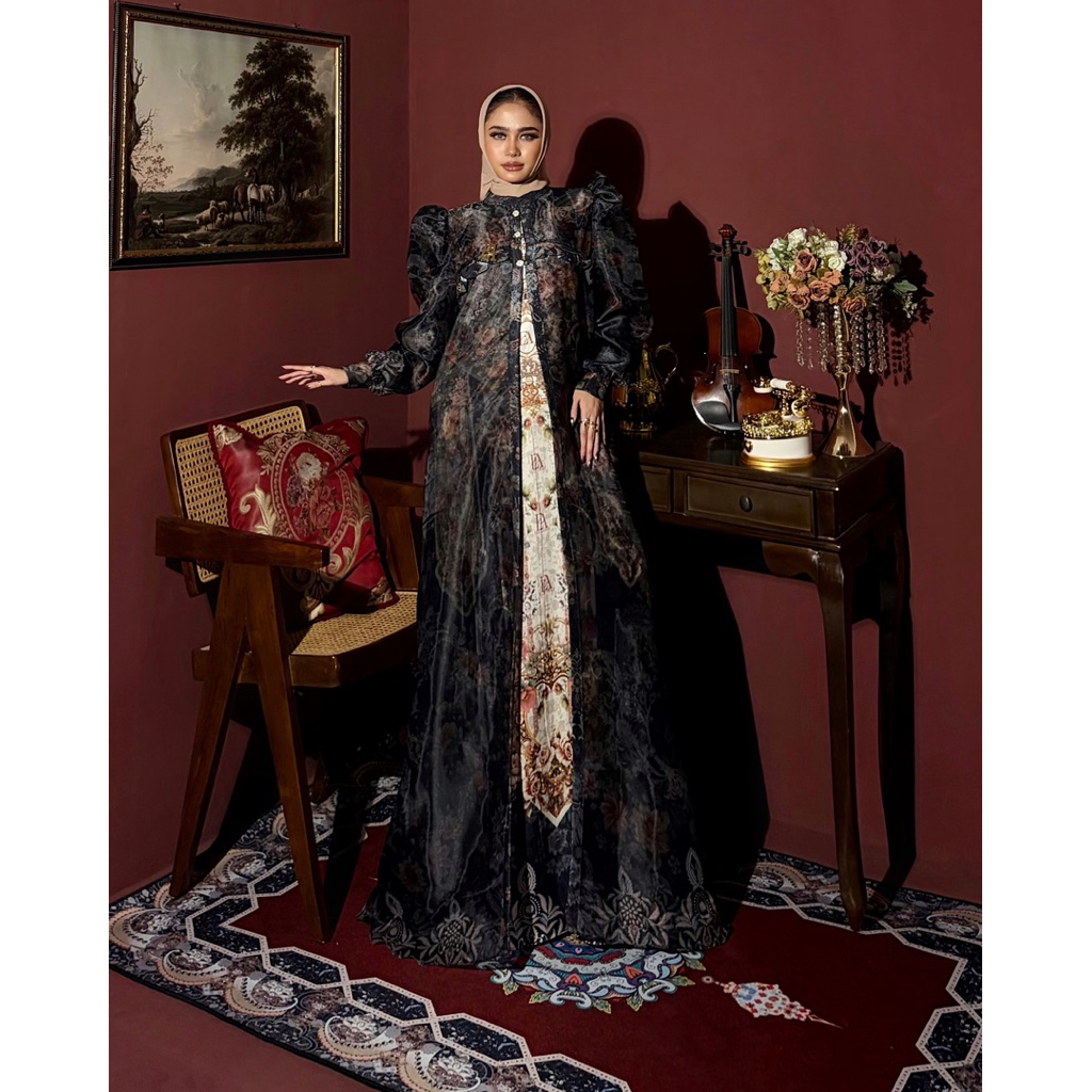 Gladis Dress Material Lady Zr Full Pattern EA Organza Pattern Exlusive By Elly Arsy Only Gamis (Tanp