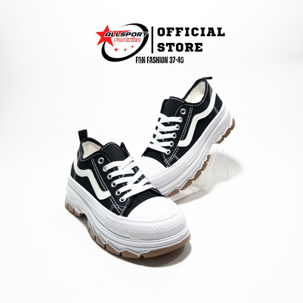 Sneakers Fashion FOR & NICE LOW BLACK 3535 || Sneaker Fashion Cewek Import Korea Style || Sepatu Kas