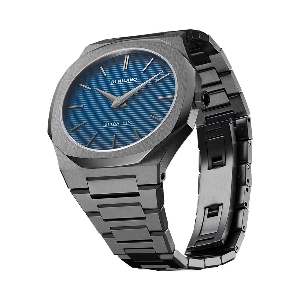 Jam Tangan D1 Milano Ultra Thin Bracelet 40 Mm - Blue Stripes - D1-UTBJ12