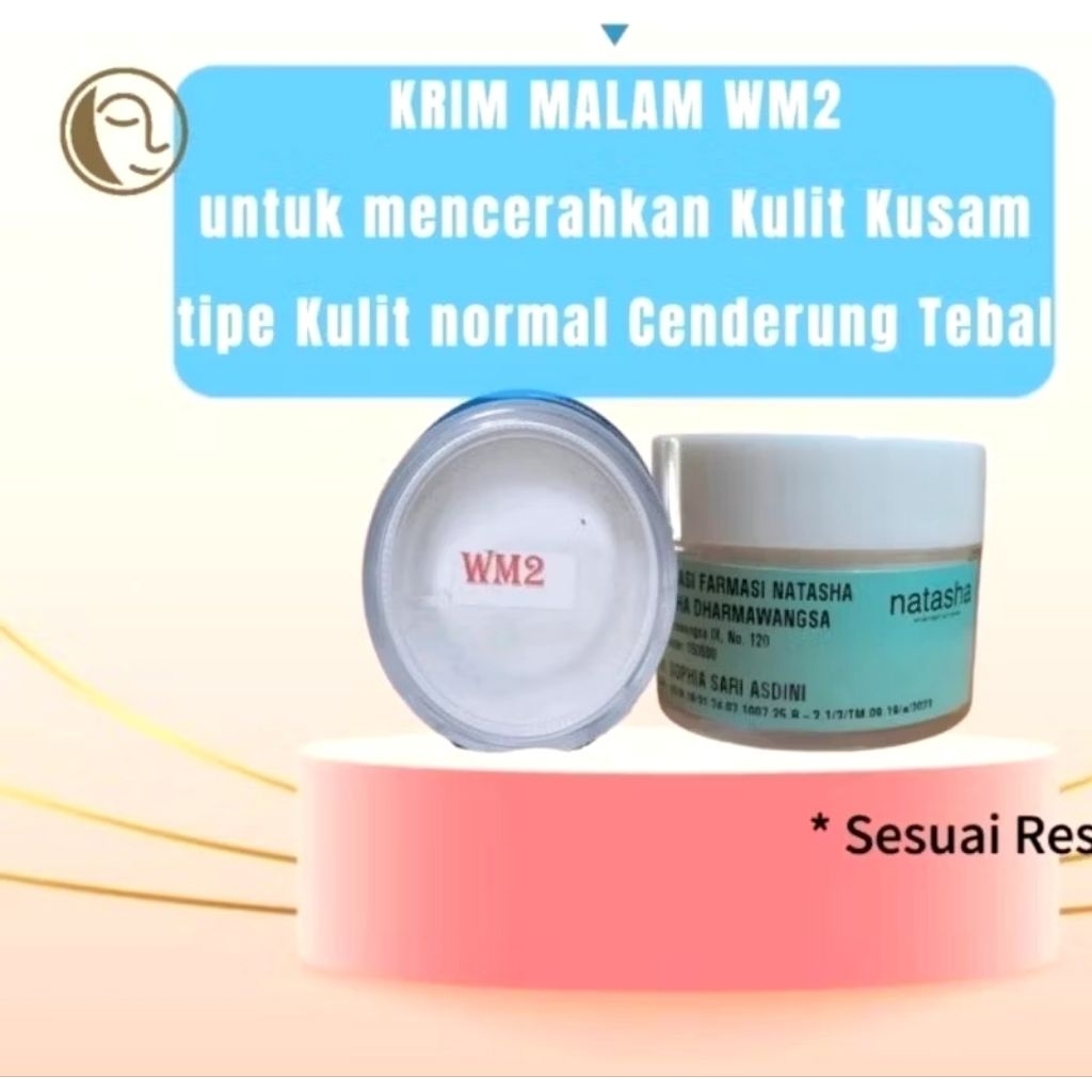 NATASHA WM2 WHITENING NIGHT CREAM/KRIM MALAM UNTUK MENCERAHKAN KULIT KUSAM CENDURENG NORMAL DAN TEBA