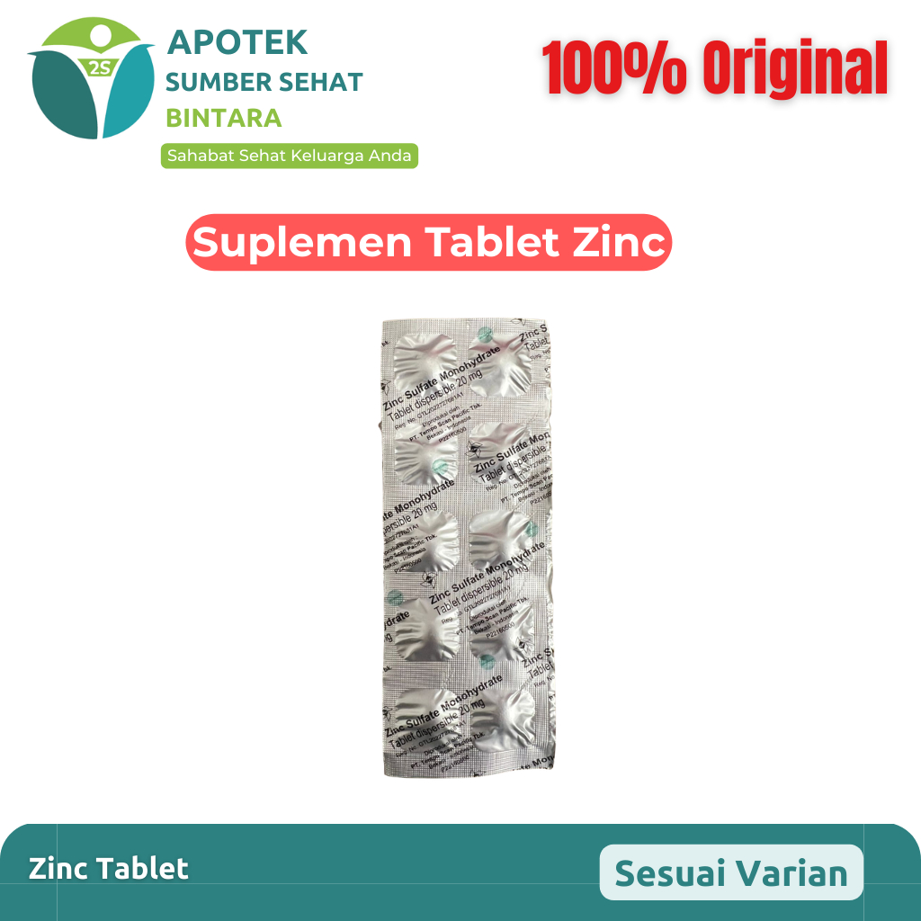 [1 Strip 10 tablet] Zinc tablet  20 mg- Untuk Suplementasi