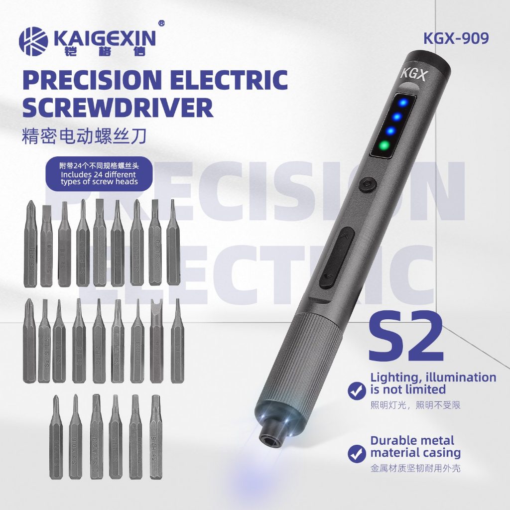 KAIGEXIN KGX-909 ELECTRIC SCREWDRIVER - OBENG MINI LISTRIK ORIGINAL - OBENG LISTRIK MINI SET  - OBEN