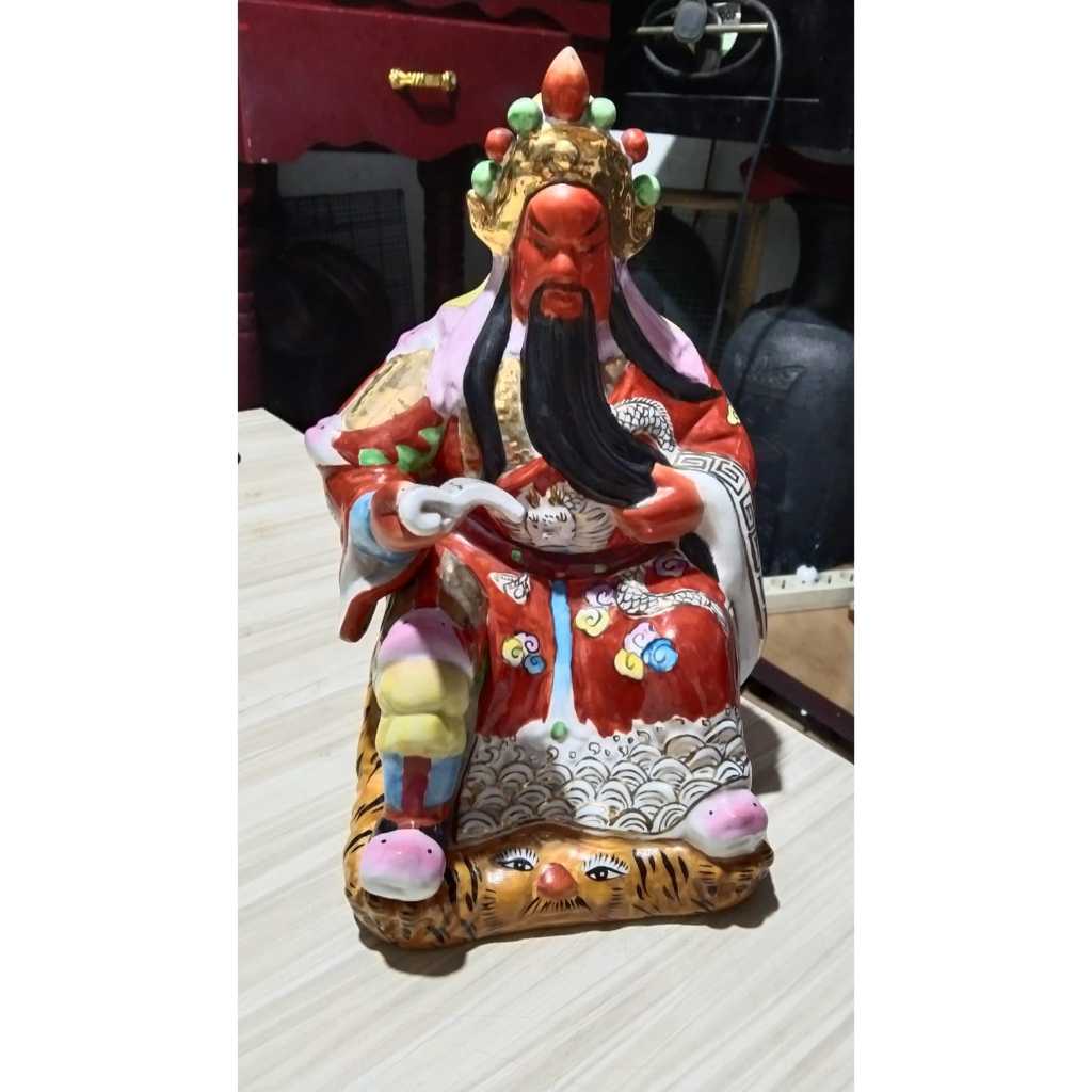 Patung Keramik Dewa Kwan Kong Kuno Jadul Antik