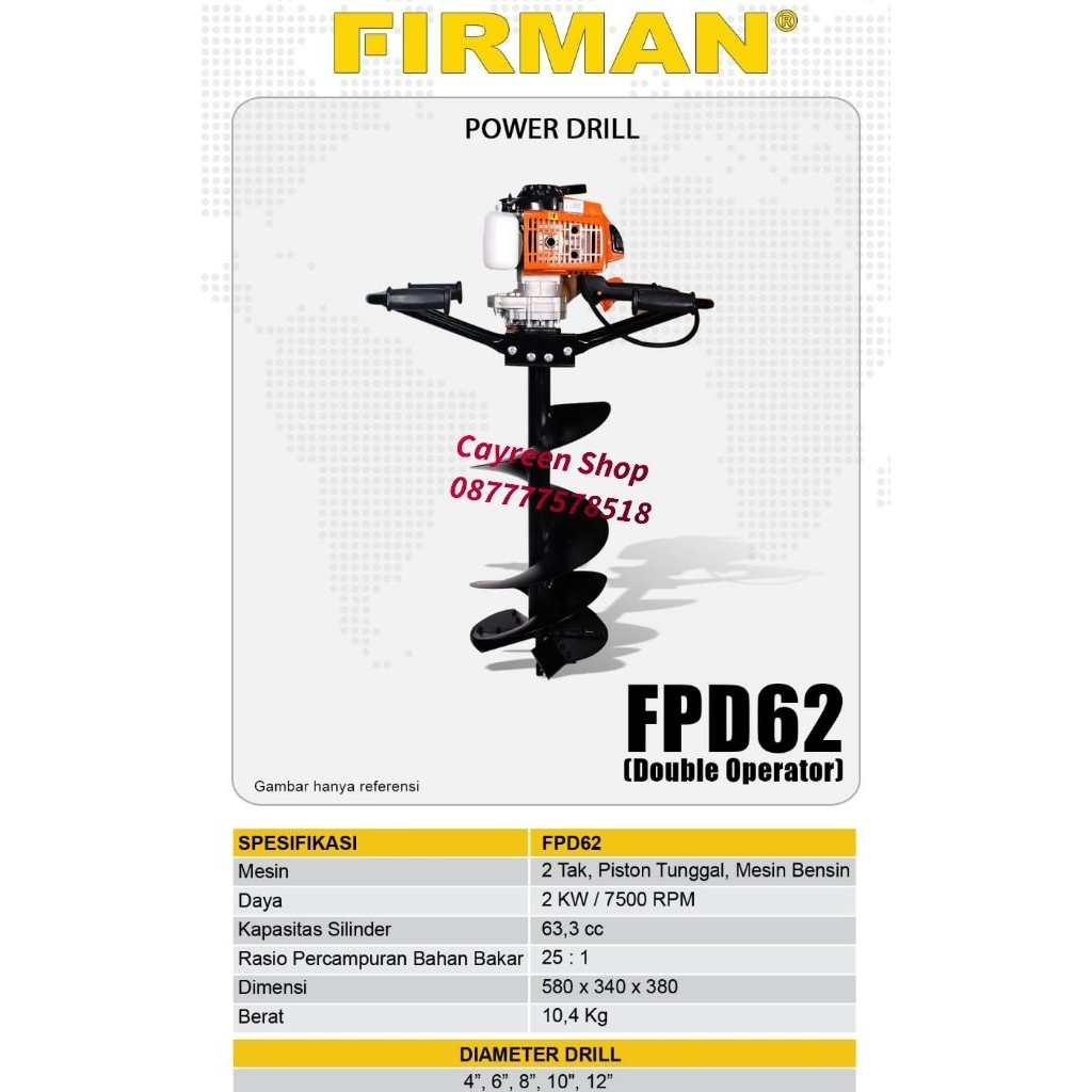 Mesin Bor Tanah Firman FDP 62 #  Earth Auger Firman FDP 62