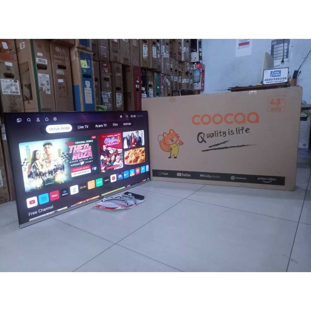 TV  LED COOCAA 43IN FHD SMART TV YOUTUBE DIGITAL TV KONDISI BEKAS PEMAKAIAN 7006F