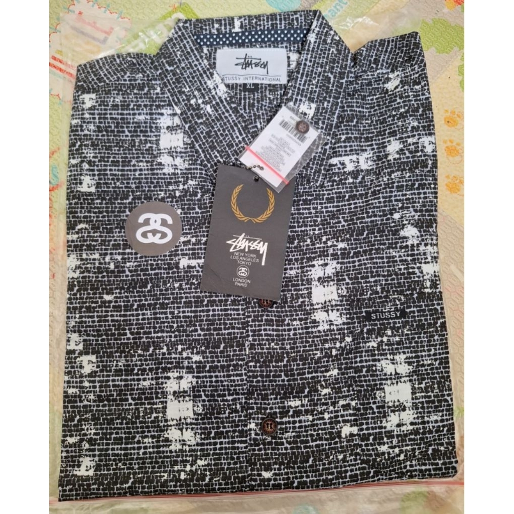 Kemeja Stussy Original Black Awan White uk. XL