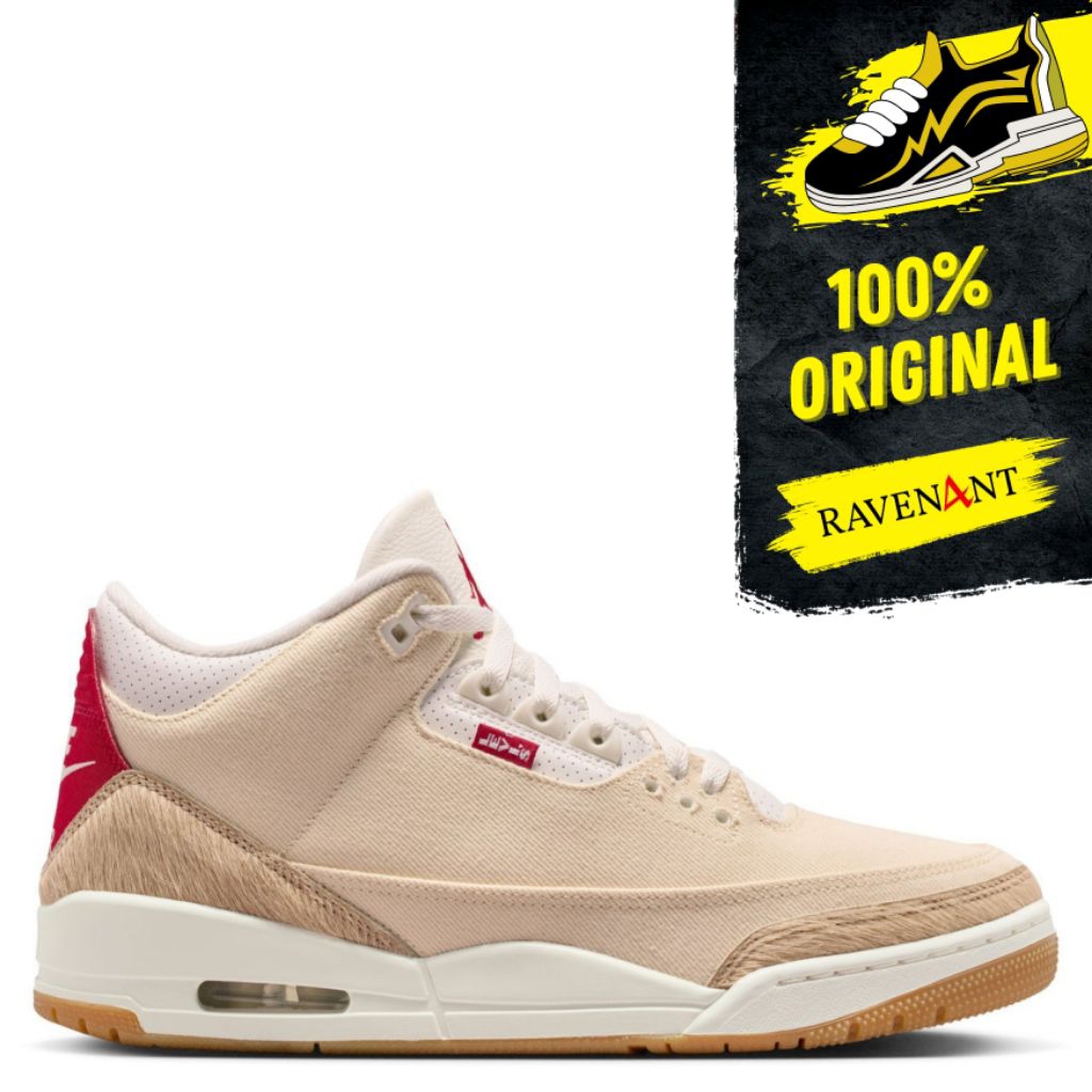 NIKE Air Jordan 3 Retro x LEVI'S Year of the Horse Ecru Denim ORIGINAL - Sepatu Sneakers Pria