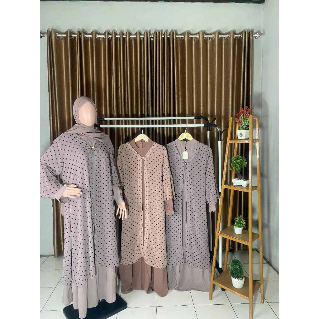 Gamis muslimah polkadot outer terpisah