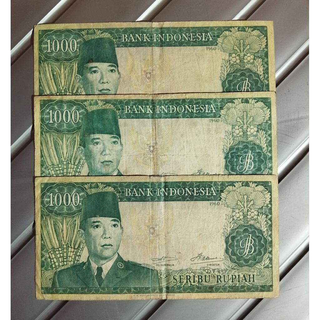 1000 rupiah seri Sukarno thn 1960 bekas beredar asli sesuai foto