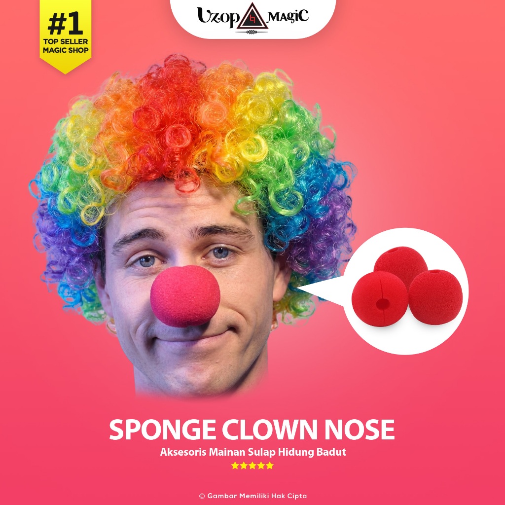 Hidung Badut Clown Nose Premium Warna Merah Sponge Clown Nose Mainan Sulap Kostum Halloween - Uzop M