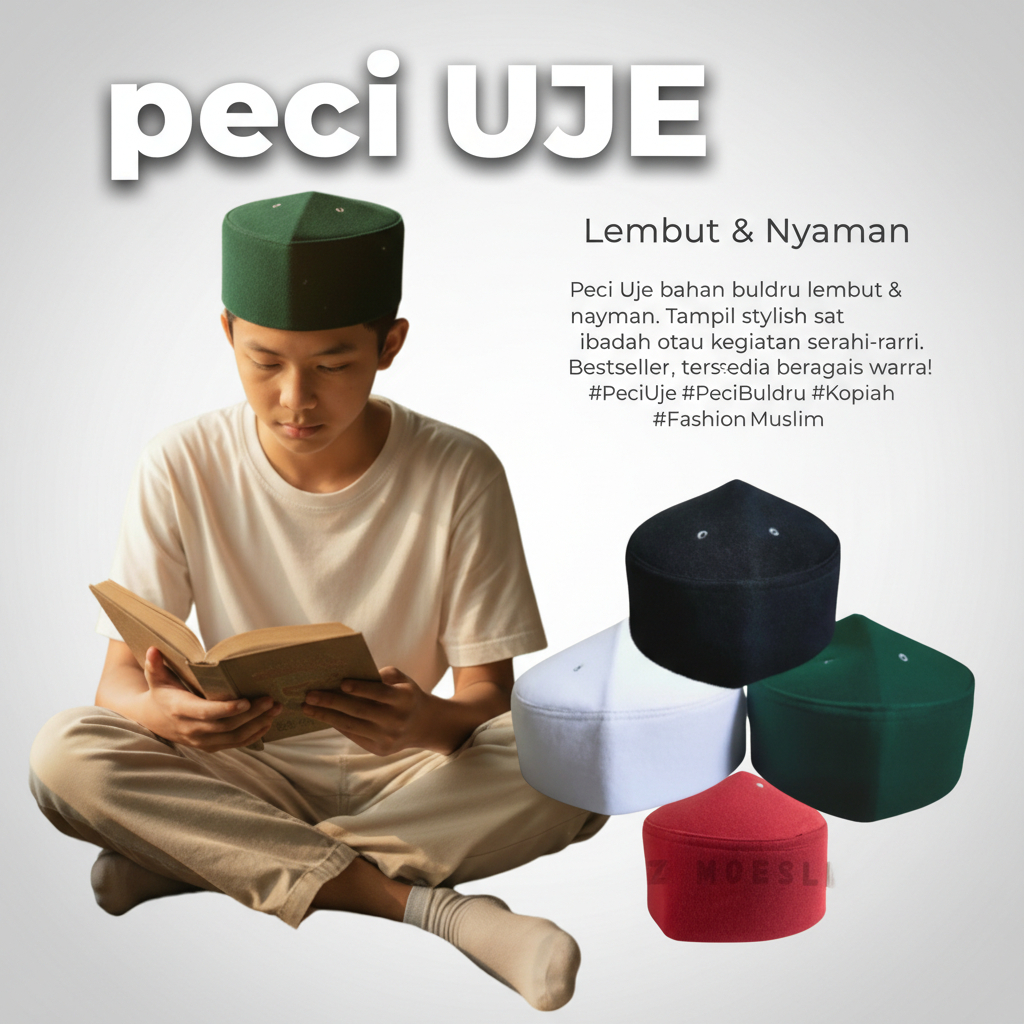 Peci Uje Songkok Peci Uje Hitam Polos Peci Sunnah Stylish & Nyaman Dipakai