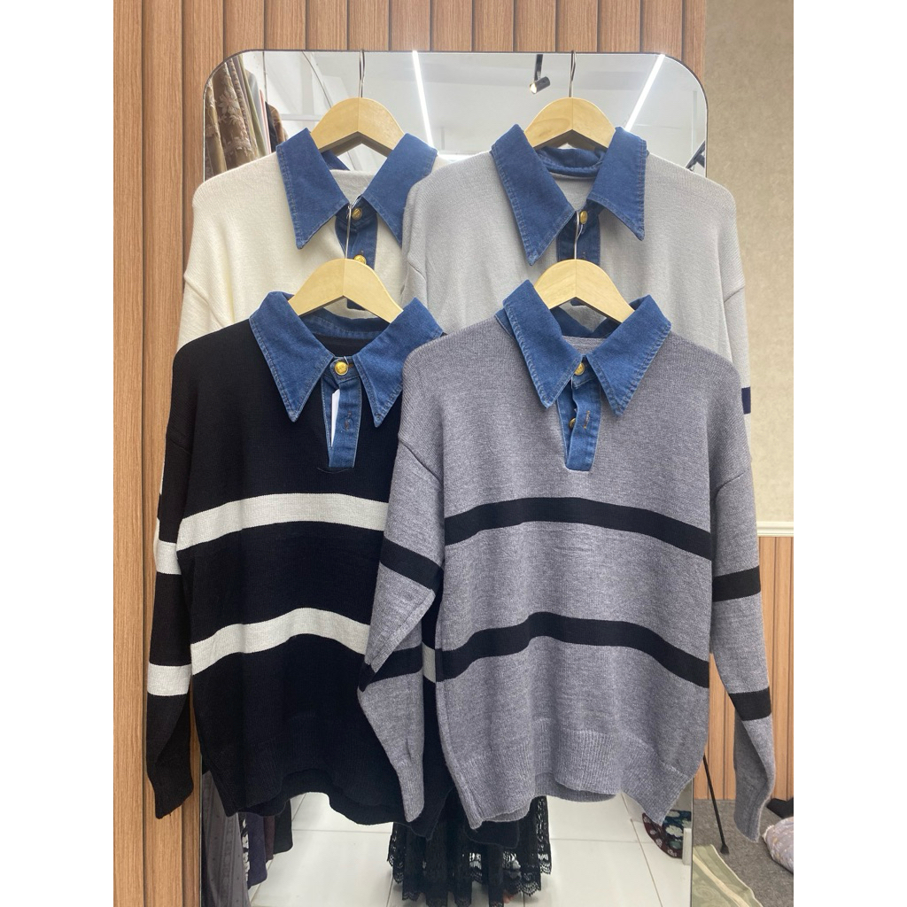 atasan sweater wanita Mix jeans import kh06