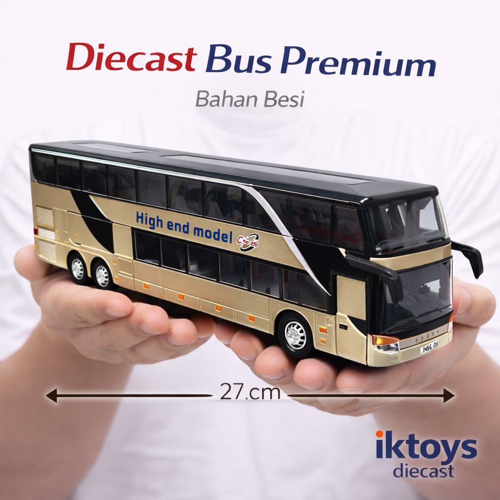 Diecast Miniatur Mainan Pajangan Bus Double Decker Bahan Besi