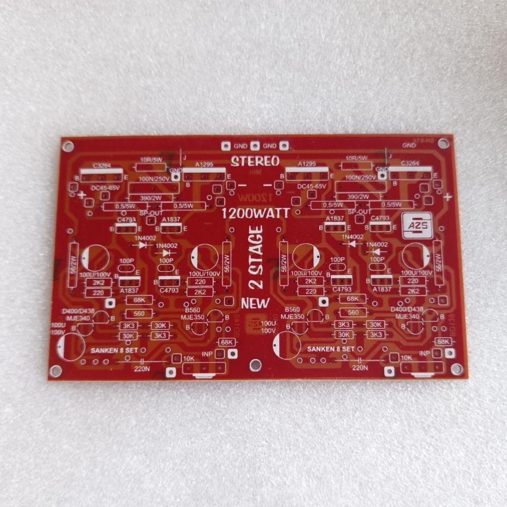 PCB Power Amplifier 2 Tingkat Stereo 1200W Simetris