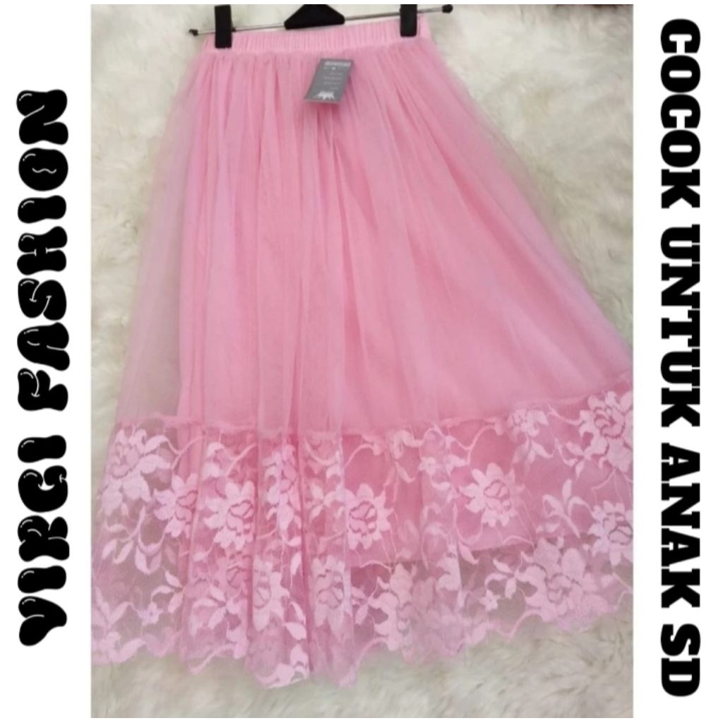 ROK TUTU ANAK SD ROK TUTU ANAK PEREMPUAN MODEL RENDA Rok Renda Anak 6-9 Tahun Bahan Tile Mix