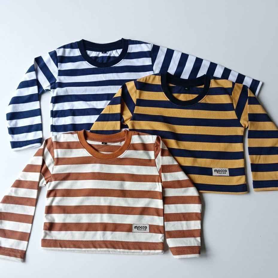 kaos anak perempuan panjang/crop top anak cewe/kaos salur